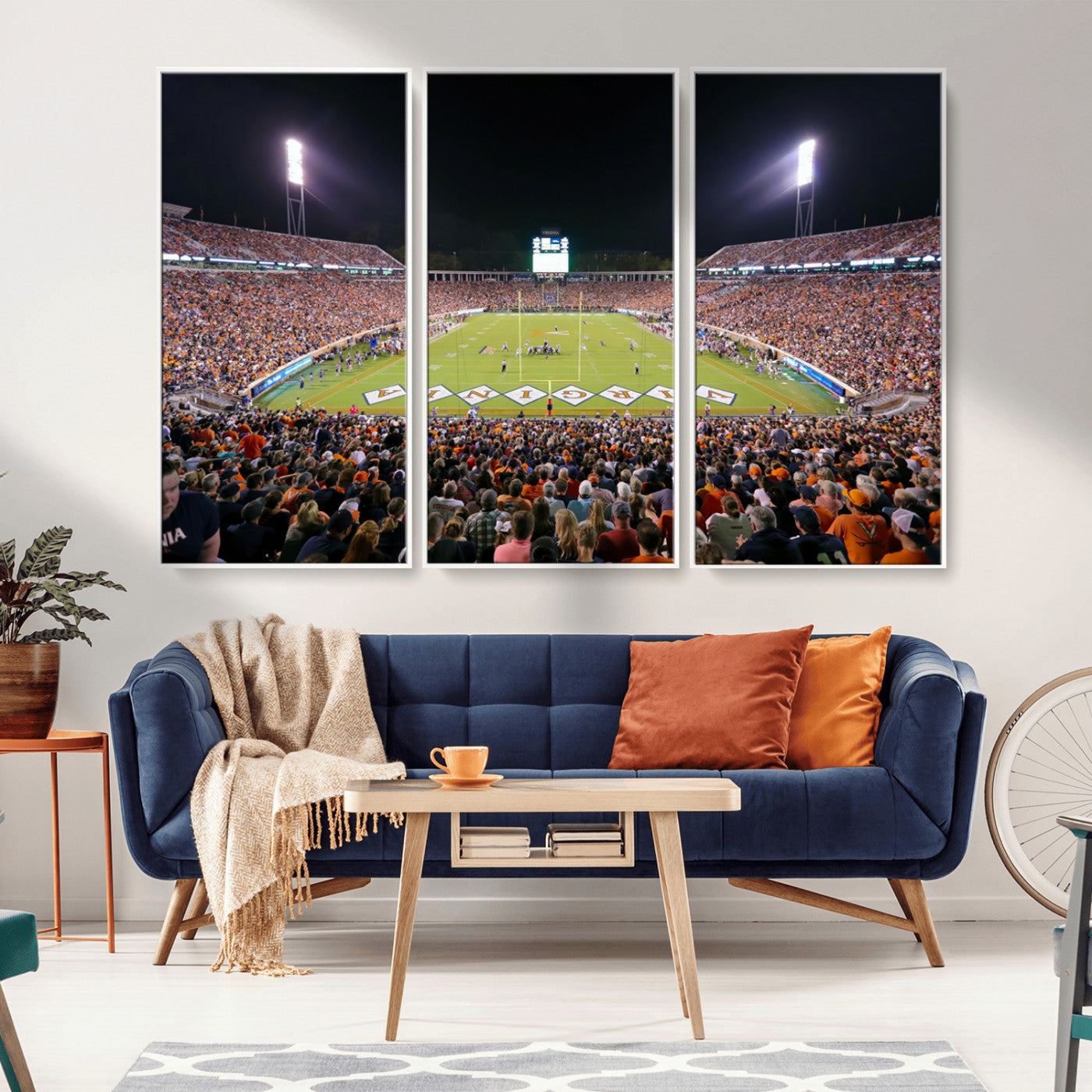 MGV-FC-48X32-3P - Virginia Cavaliers Football Team Print - Charlottesville Scott Stadium Wall Art Canvas Print