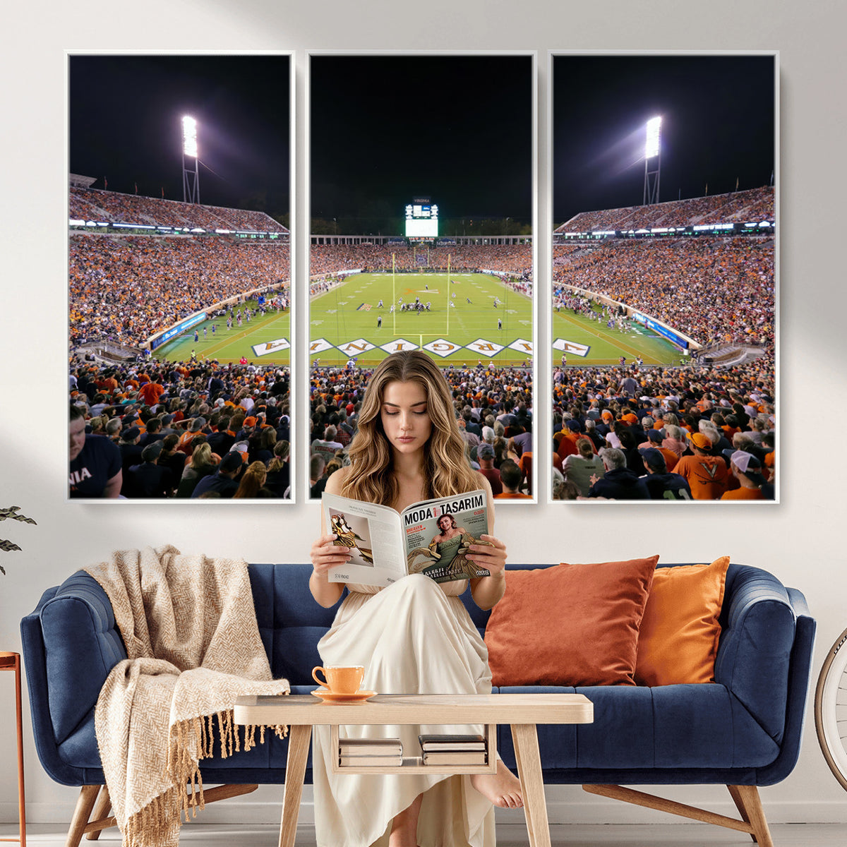 98441-MGV-CV-36X24 - Virginia Cavaliers Football Team Print - Charlottesville Scott Stadium Wall Art Canvas Print