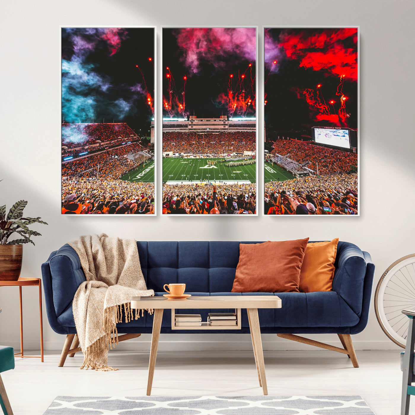 MGV-FC-48X32-3P - Virginia Tech Hokies Football Team Print - Blacksburg Lane Stadium Wall Art Canvas Print