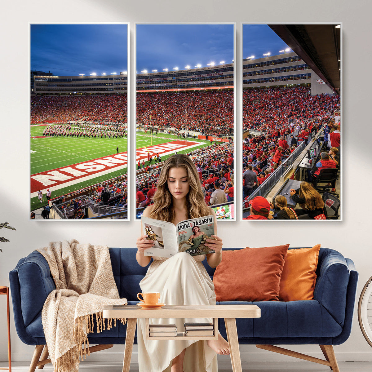 57601-MGV-CV-36X24 - Wisconsin Badgers Football Team Print - Madison Camp Randall Stadium Wall Art, Wisconsin Badgers