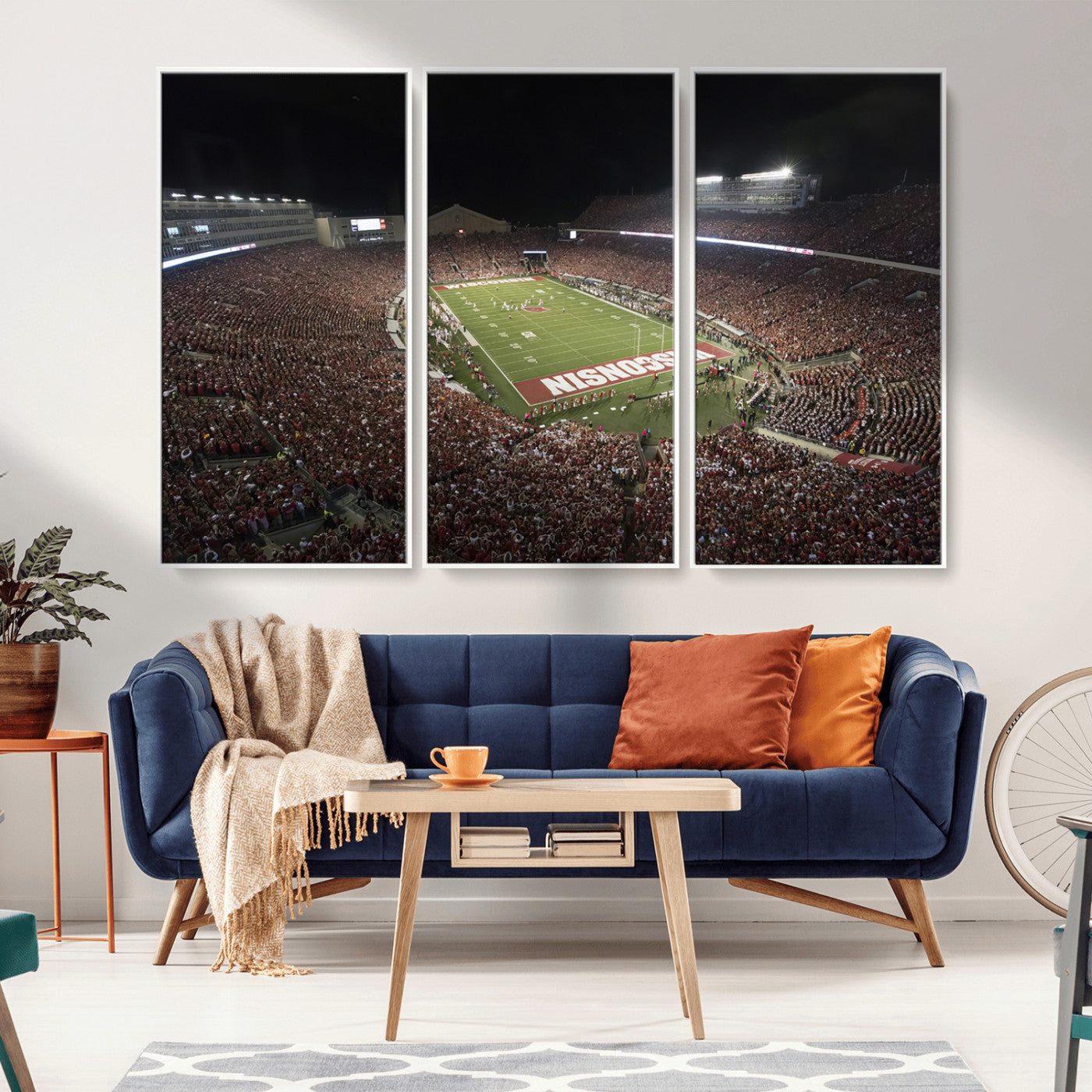 MGV-FC-48X32-3P - Wisconsin Badgers Football Team Print - Madison Camp Randall Stadium Wall Art Canvas Print