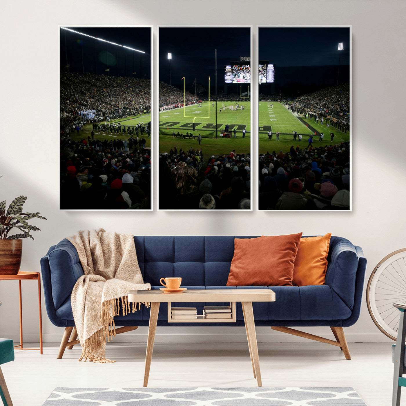 MGV-FC-48X32-3P - Purdue Boilermakers Football Team Print - West Lafayette Ross–Ade Stadium Wall Art Canvas Print