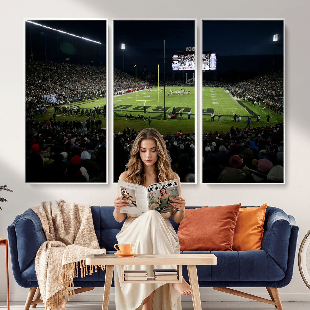 60140-MGV-CV-36X24 - Purdue Boilermakers Football Team Print - West Lafayette Ross–Ade Stadium Wall Art Canvas Print
