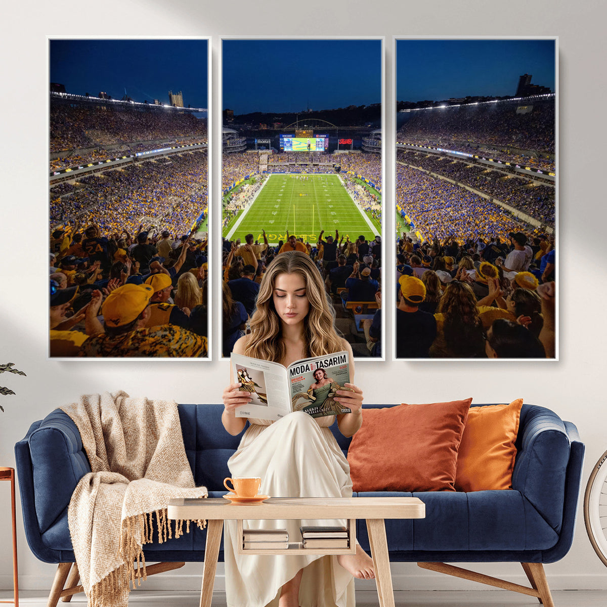 62297-MGV-CV-36X24 - Pittsburgh Panthers Football Team Print - Pittsburgh Acrisure Stadium Wall Art Canvas Print