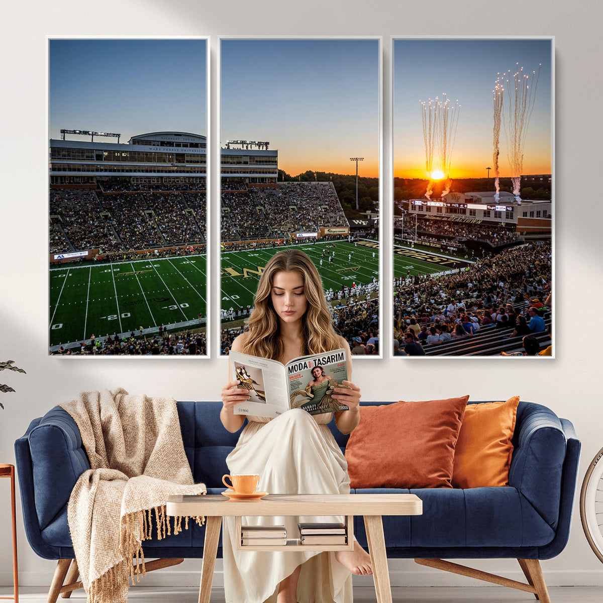 29253-MGV-CV-36X24 - Demon Deacons Football Team Print Canvas- Winston-Salem Allegacy Federal Credit Union Stadium Wall