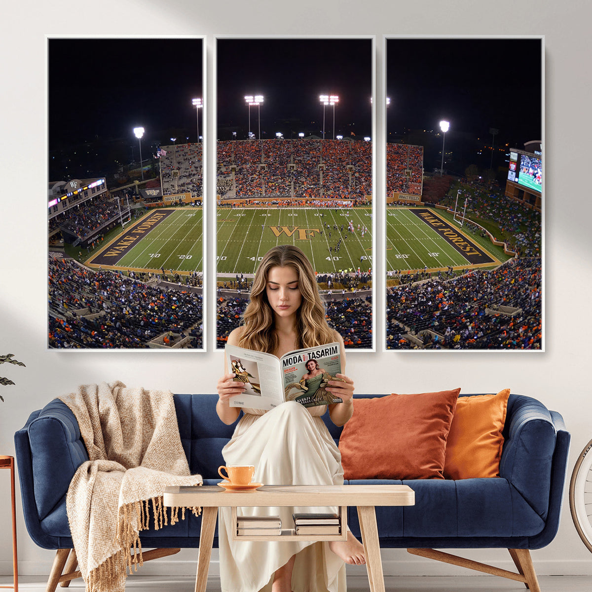 26033-MGV-CV-36X24 - Demon Deacons Print Canvas, Football Team Print