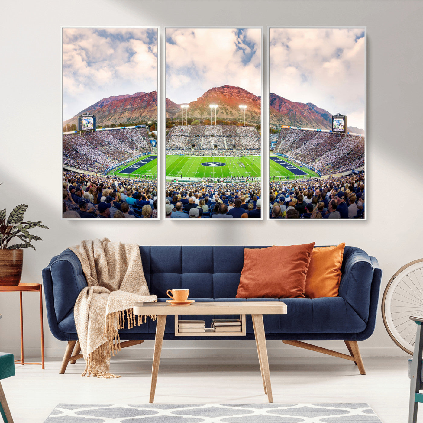 MGV-FC-48X32-3P - Brigham Young University Cougars Football Team Print - Provo LaVell Edwards Stadium Wall Art Canvas