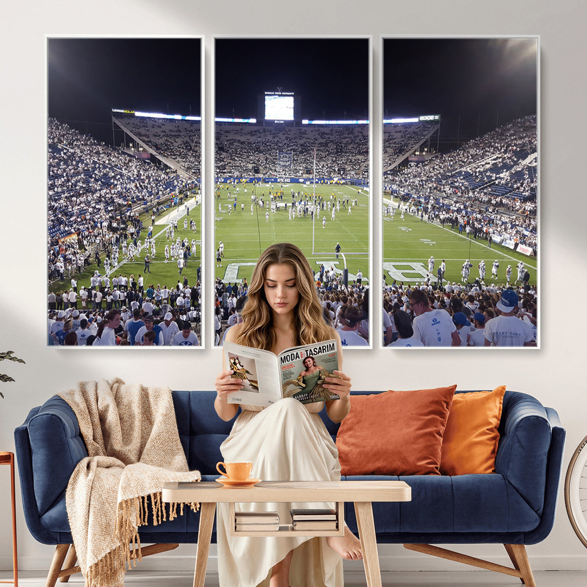 65036-MGV-CV-36X24 - Brigham Young University Cougars Football Print Canvas - Provo LaVell Edwards Stadium Wall Art