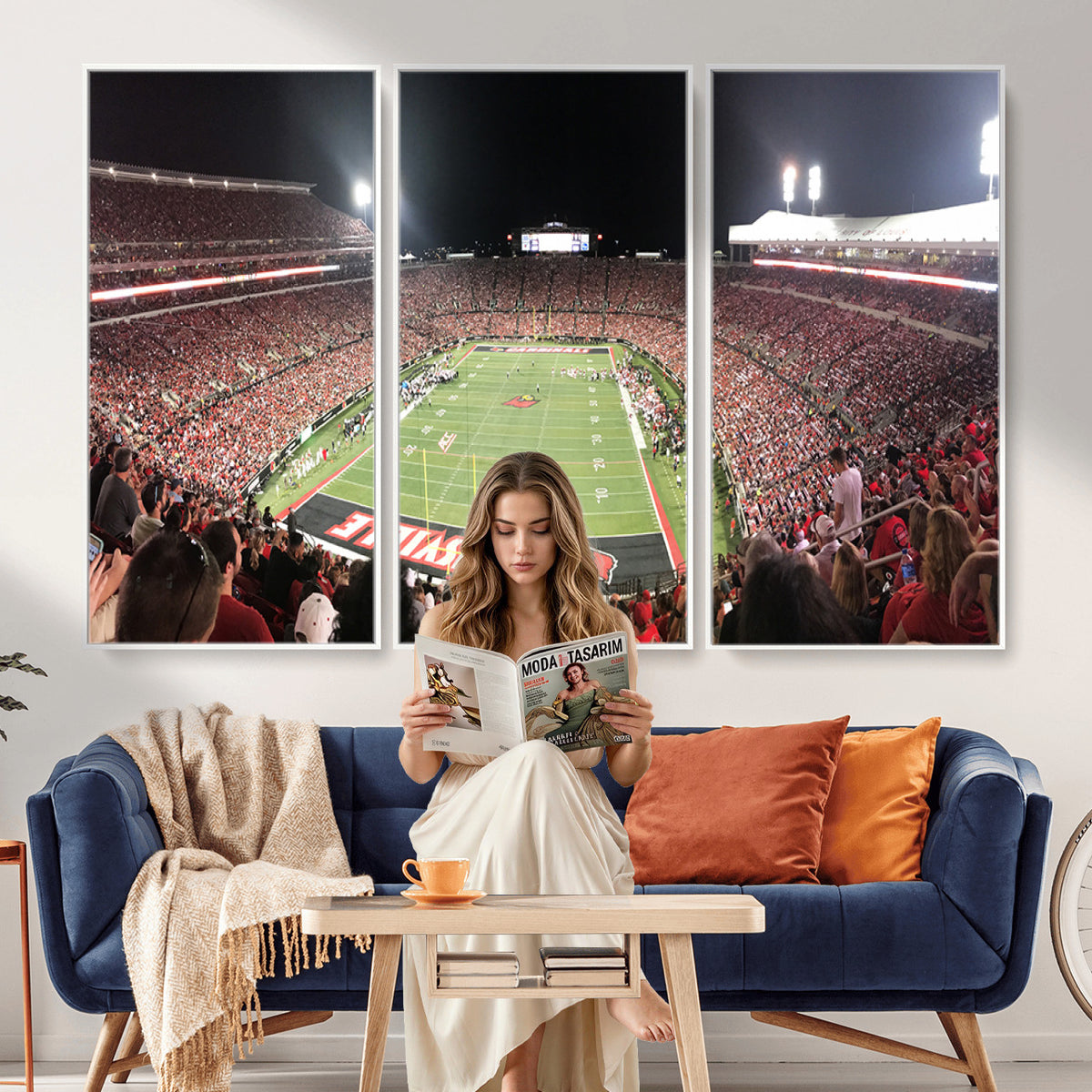 52267-MGV-CV-36X24 - University of Louisville Cardinals Football Team Print - Louisville Cardinal Stadium Wall Art Canvas