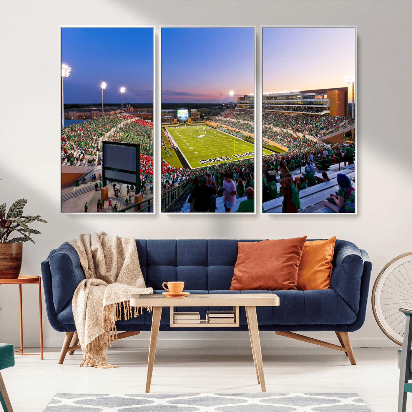 MGV-FC-48X32-3P - University of North Texas Mean Green Football Team Print - Denton DATCU Stadium Canvas Print Wall