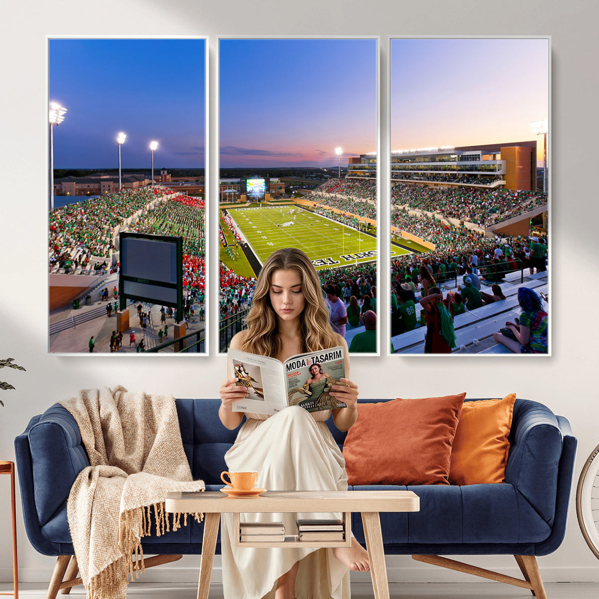 25916-MGV-CV-36X24 - University of North Texas Mean Green Football Team Print - Denton DATCU Stadium Canvas Print Wall