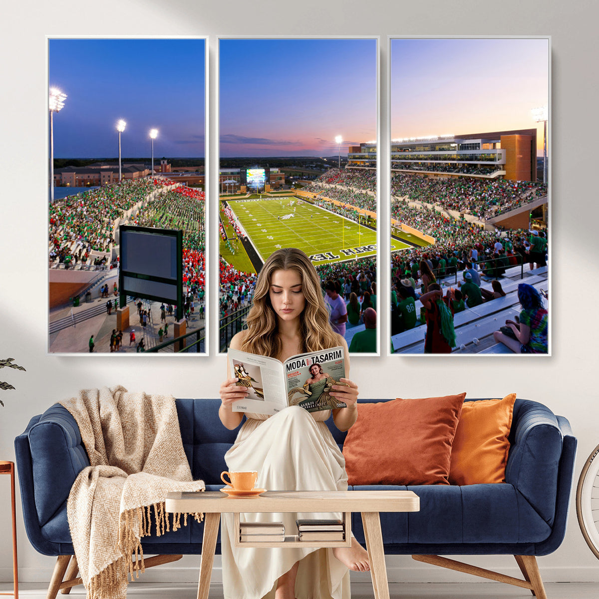 81582-MGV-CV-36X24 - University of North Texas Mean Green Football Team Print - Denton DATCU Stadium Wall Art Canvas