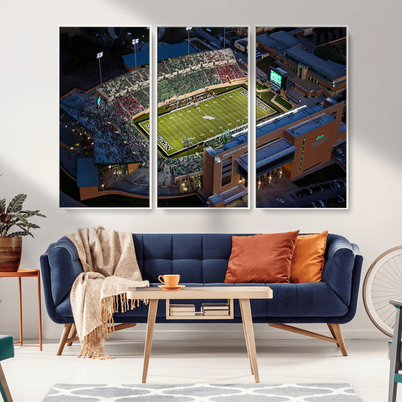 MGV-FC-48X32-3P - University of North Texas Mean Green Football Artwork, Football Team Print - Denton DATCU Stadium