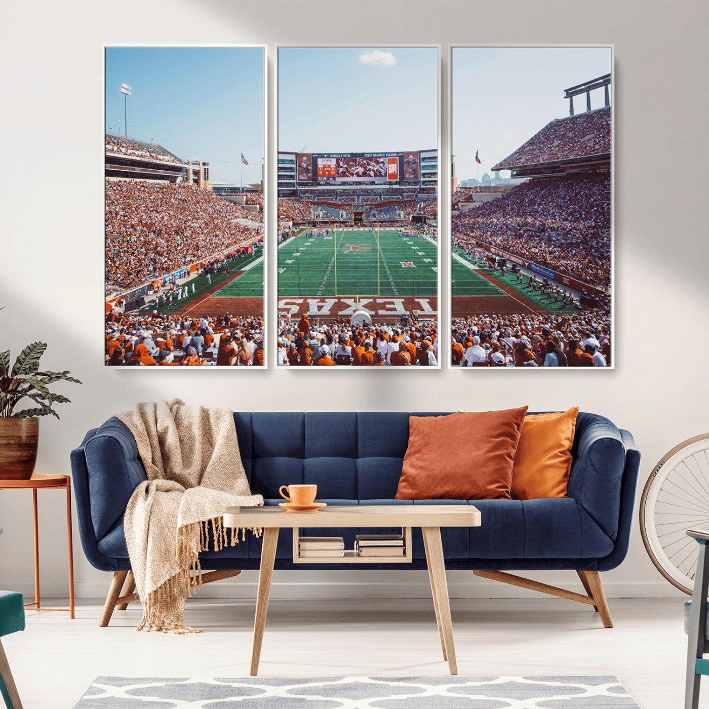 MGV-FC-48X32-3P - Framed Texas Memorial Stadium Canvas, University of Texas Longhorns Football Team Print - Austin