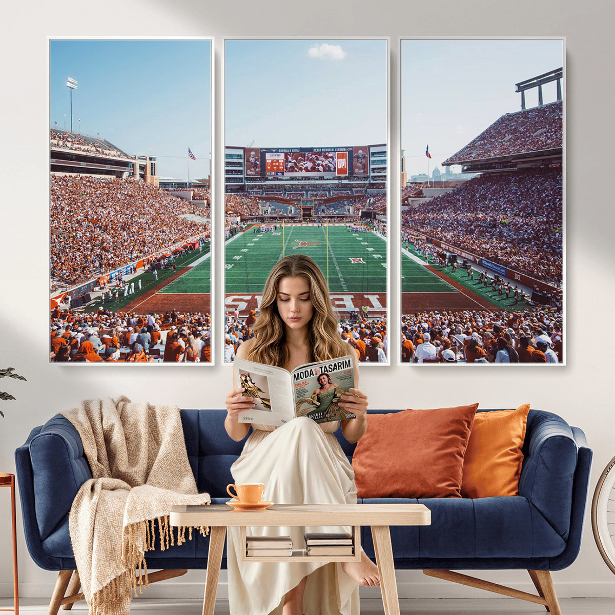 14826-MGV-CV-36X24 - Framed Texas Memorial Stadium Canvas, University of Texas Longhorns Football Team Print - Austin