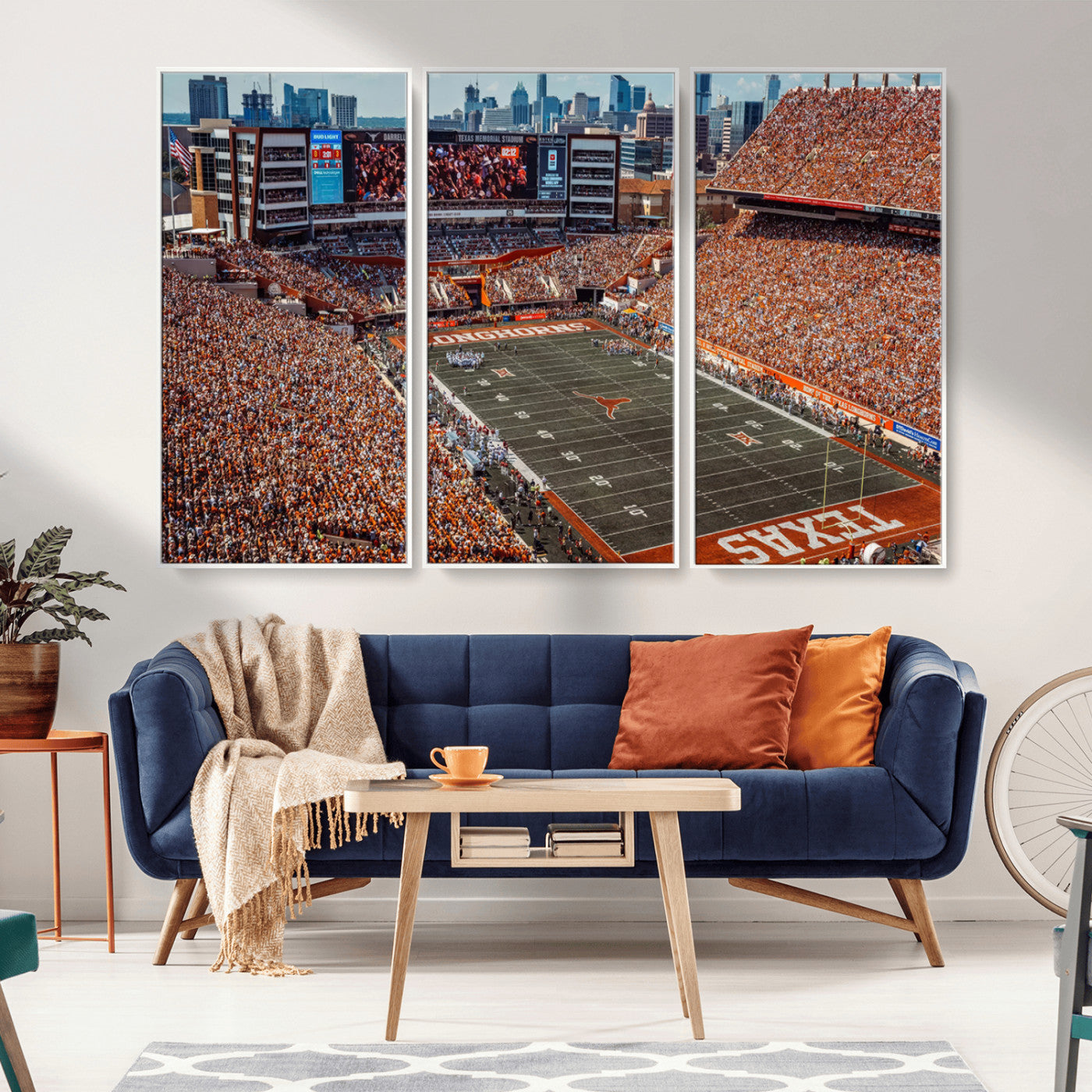 MGV-FC-48X32-3P - University of Texas Longhorns Football Team Print - Austin Darrell K Royal-Texas Memorial Stadium