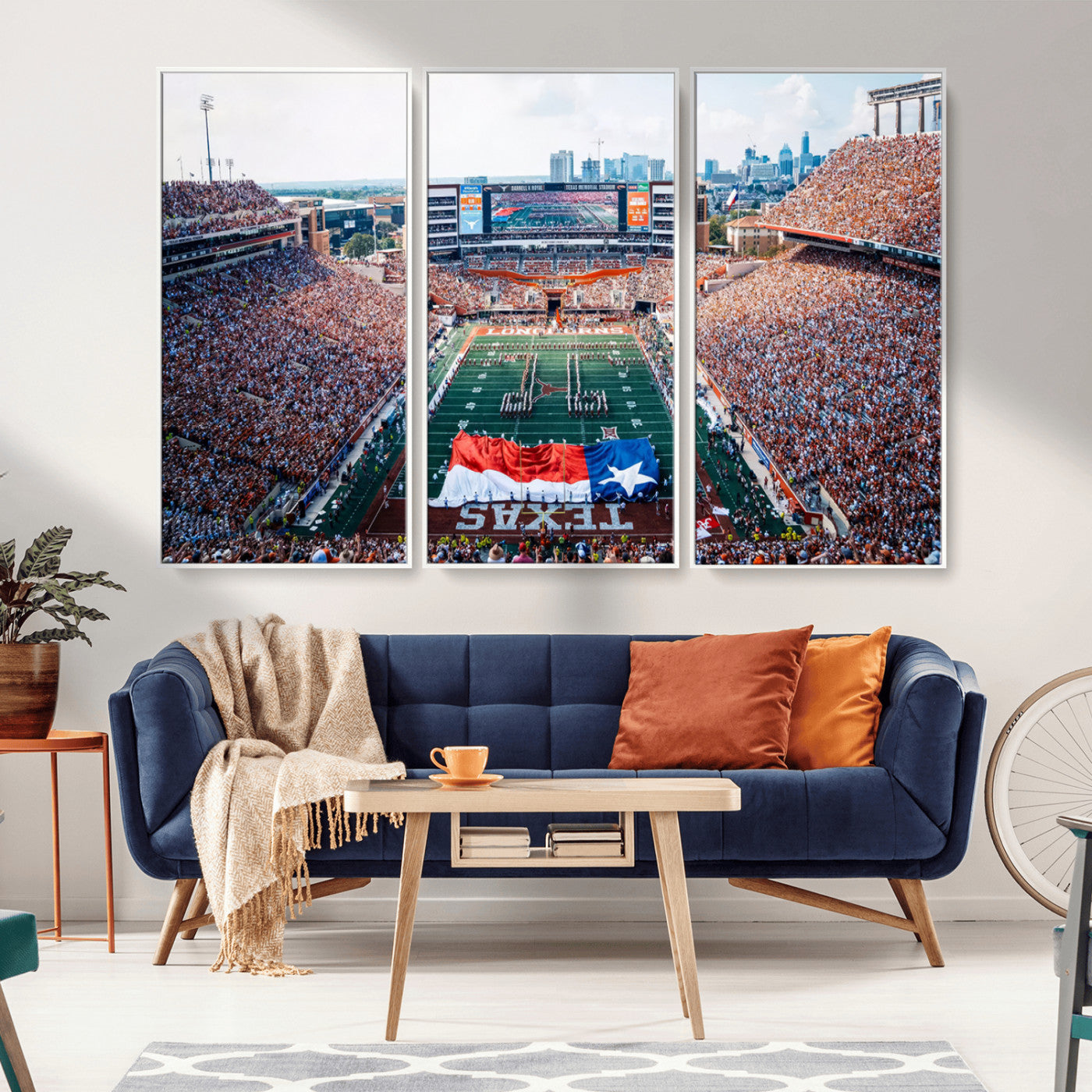 MGV-FC-48X32-3P - University of Texas Longhorns Football Team Canvas Print - Austin Darrell K Royal-Texas Memorial
