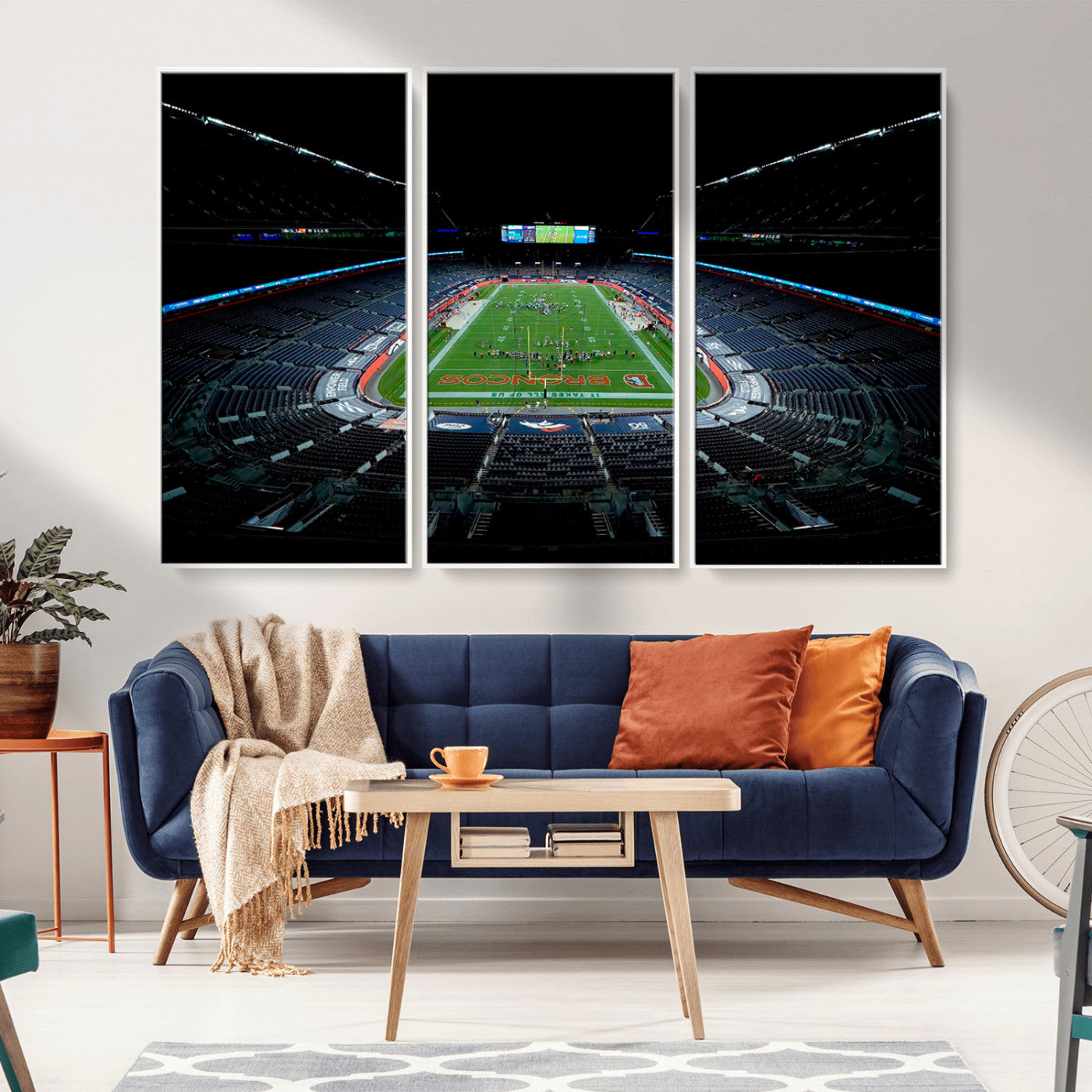 MGV-FC-48X32-3P - Denver Broncos Football Team Print Canvas- Denver Empower Field at Mile High Stadium Wall Art Canvas
