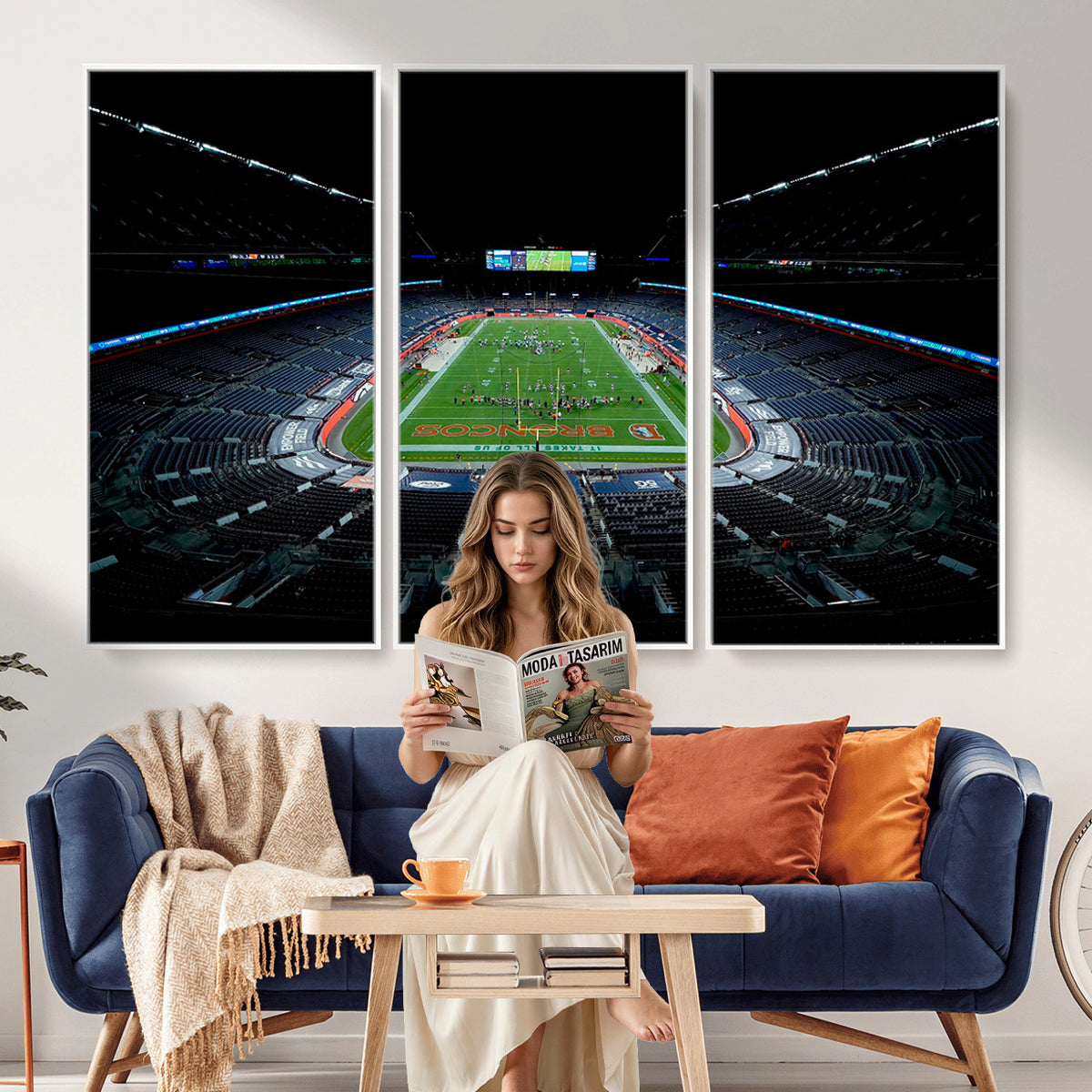 14797-MGV-CV-36X24 - Denver Broncos Football Team Print Canvas- Denver Empower Field at Mile High Stadium Wall Art Canvas