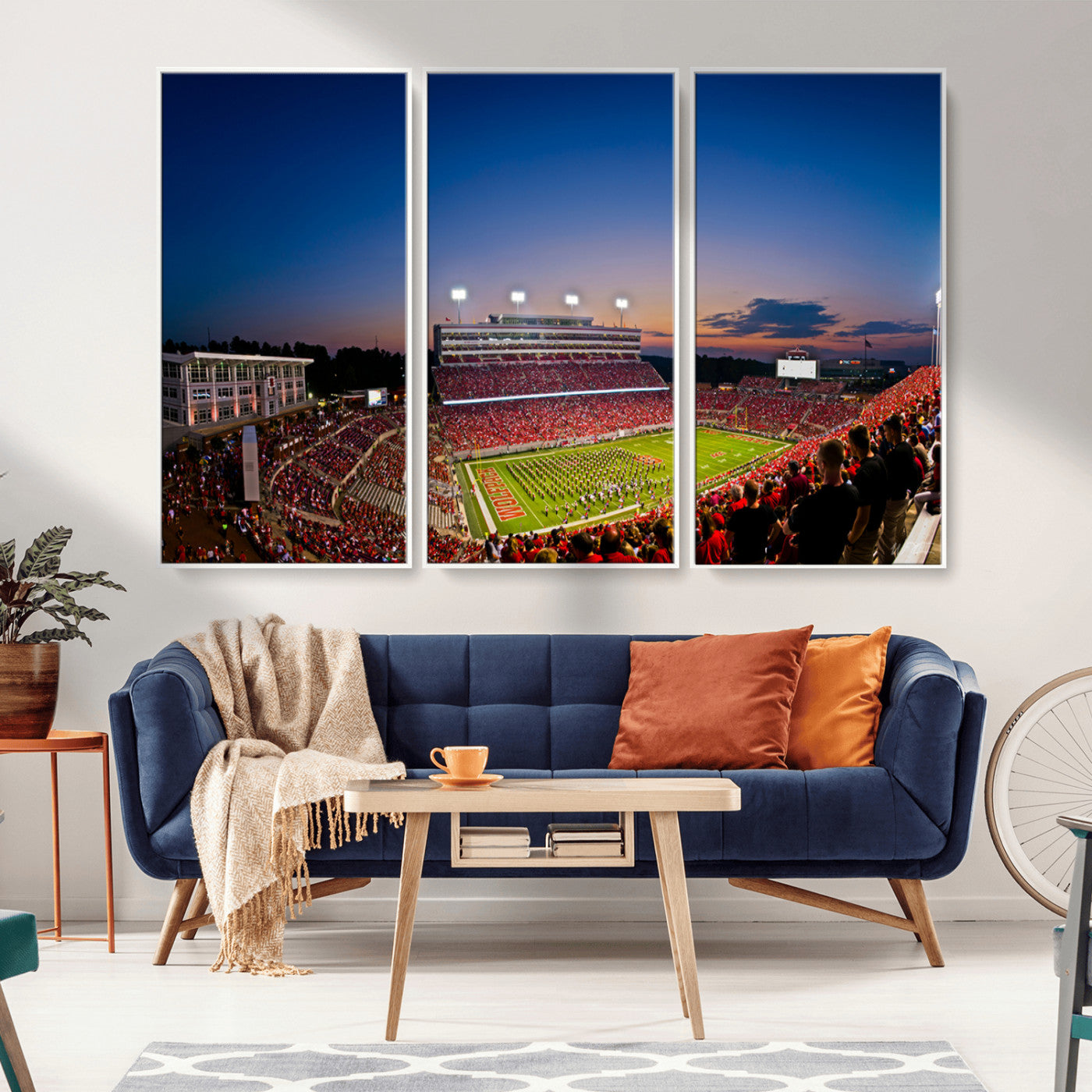 MGV-FC-48X32-3P - Wolfpack Football Team Wall Art Print - Raleigh Carter-Finley Stadium Wall Art Canvas Print