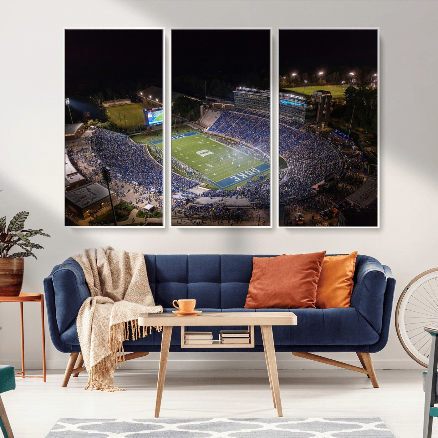 MGV-FC-48X32-3P - Duke University Blue Devils Football Print Canvas - Durham Wallace Wade Stadium Wall Art Canvas