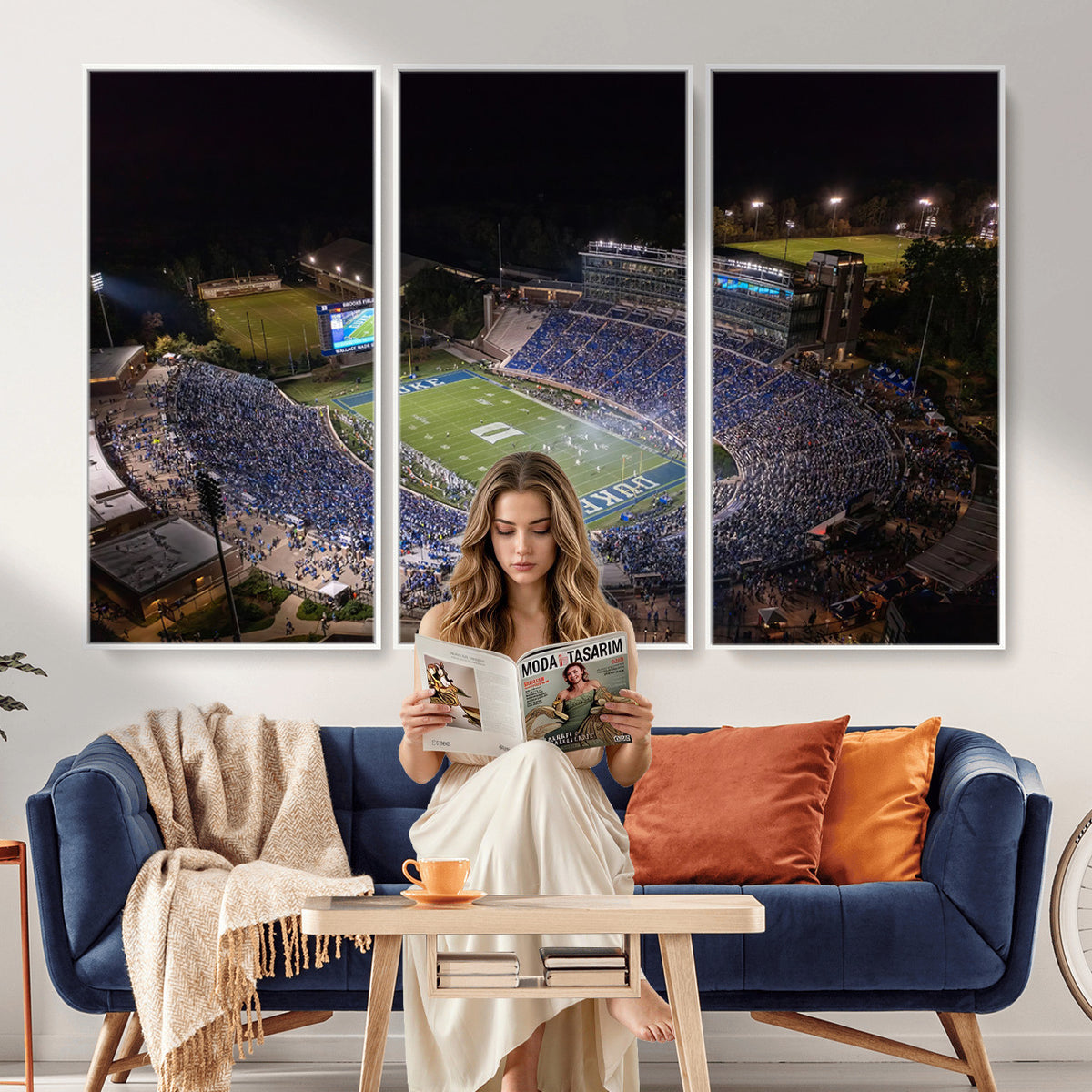42347-MGV-CV-36X24 - Duke University Blue Devils Football Print Canvas - Durham Wallace Wade Stadium Wall Art Canvas