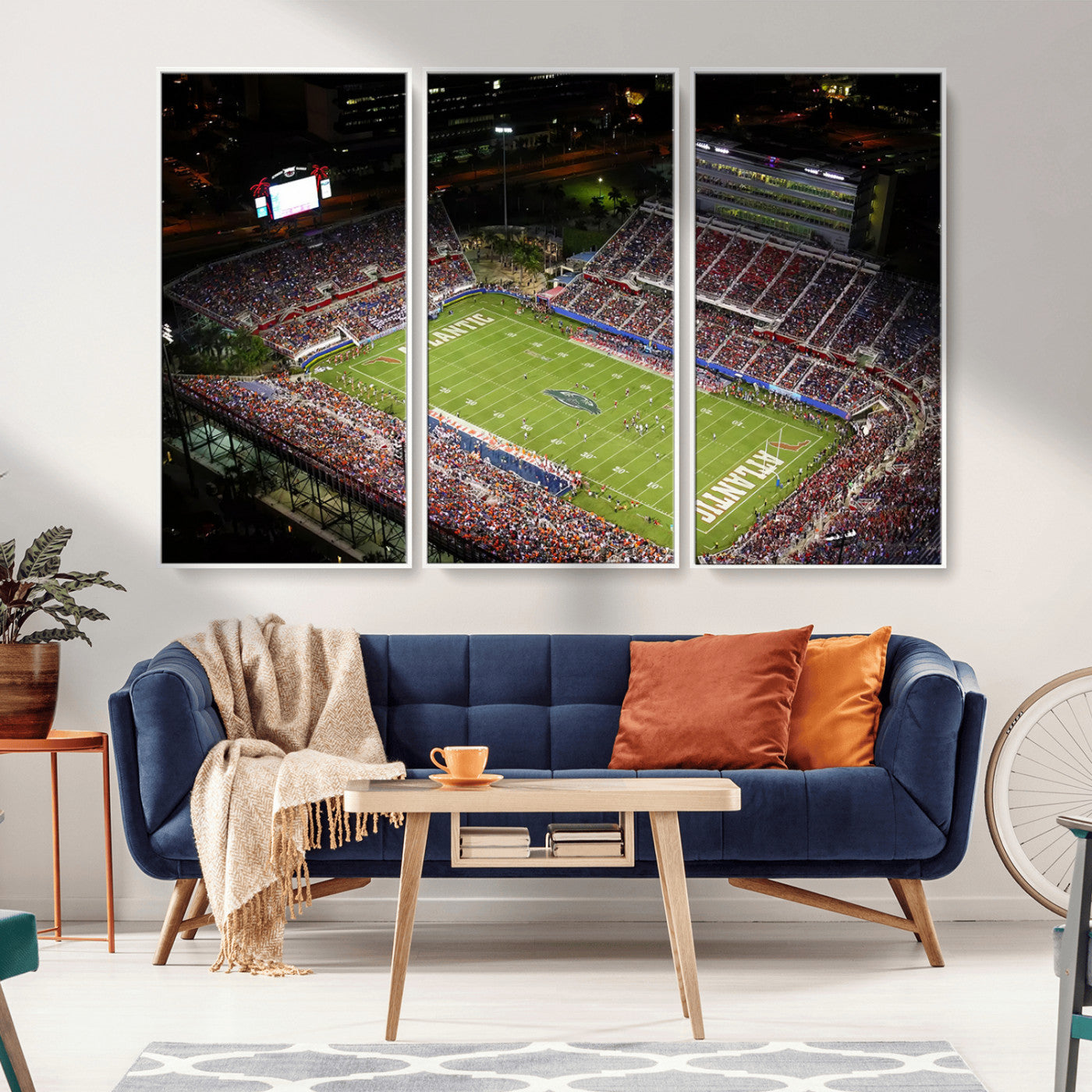 MGV-FC-48X32-3P - Florida Atlantic University Owls Canvas Print, Football Team Print - Boca Raton FAU Stadium Wall Art
