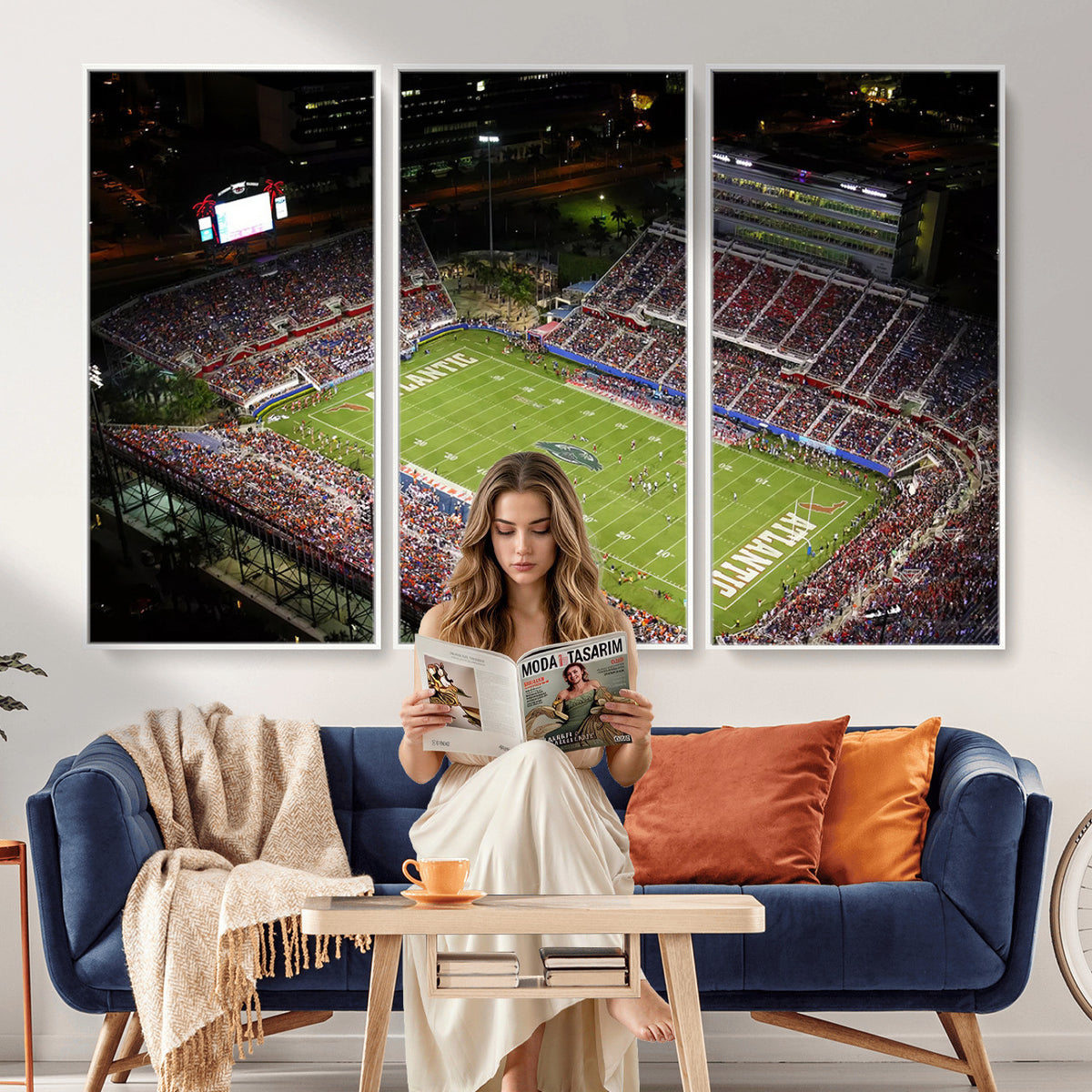12682-MGV-CV-36X24 - Florida Atlantic University Owls Canvas Print, Football Team Print - Boca Raton FAU Stadium Wall Art