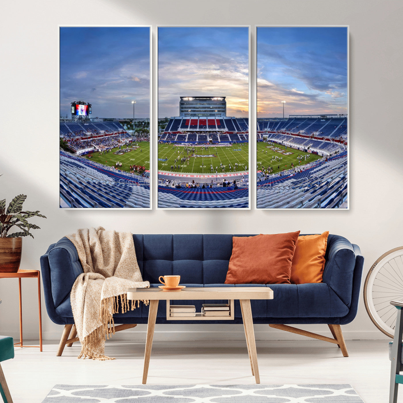 MGV-FC-48X32-3P - Florida Atlantic University Owls Football Team Print - Boca Raton FAU Stadium Wall Art Canvas Print