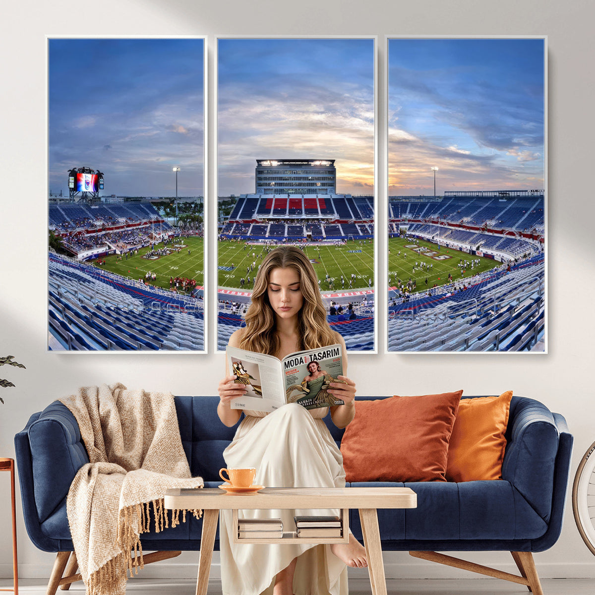 69559-MGV-CV-36X24 - Florida Atlantic University Owls Football Team Print - Boca Raton FAU Stadium Wall Art Canvas Print