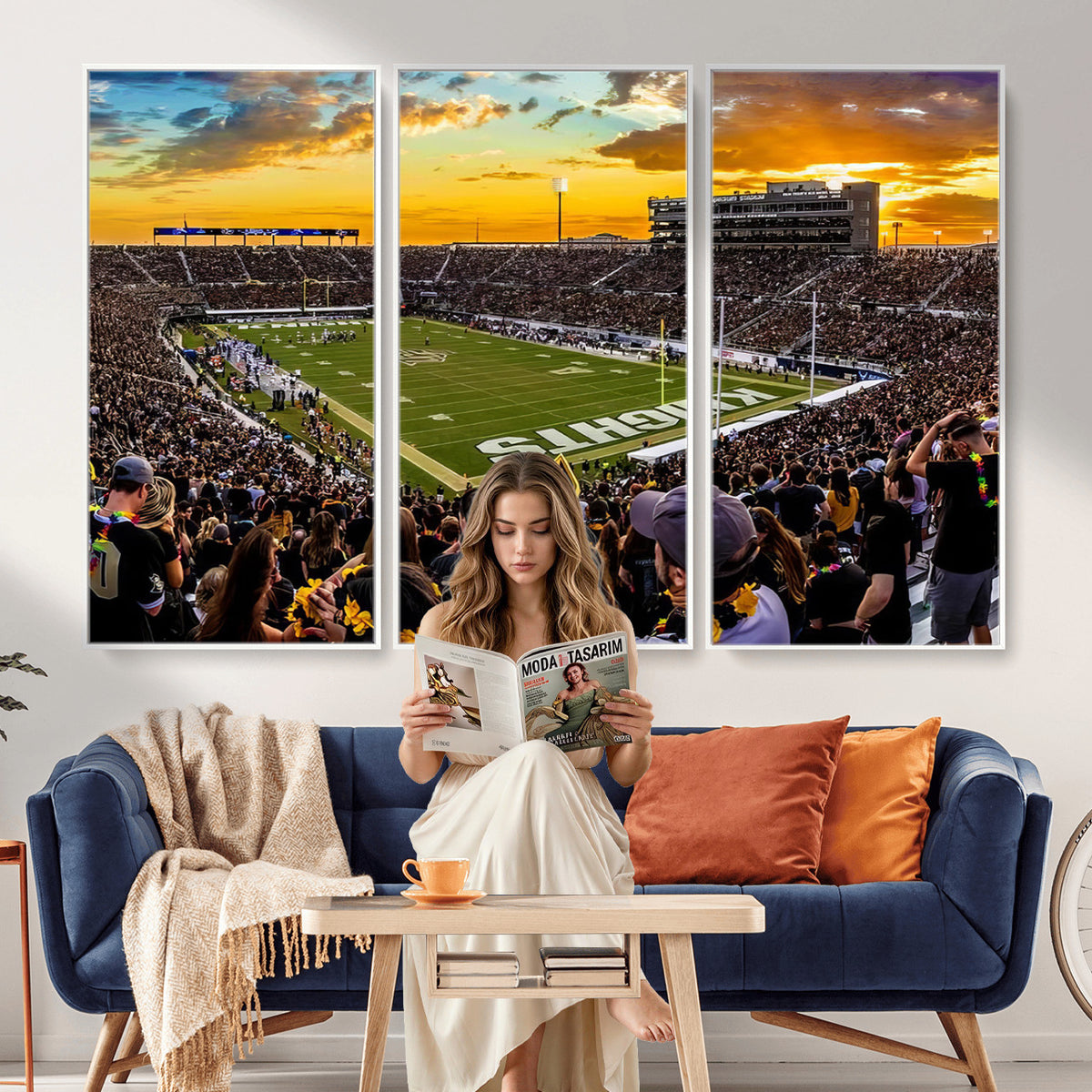 66803-MGV-CV-36X24 - UCF Knights Football Team Print - Orlando FBC Mortgage Stadium, UCF Knights Wall Art Canvas Print