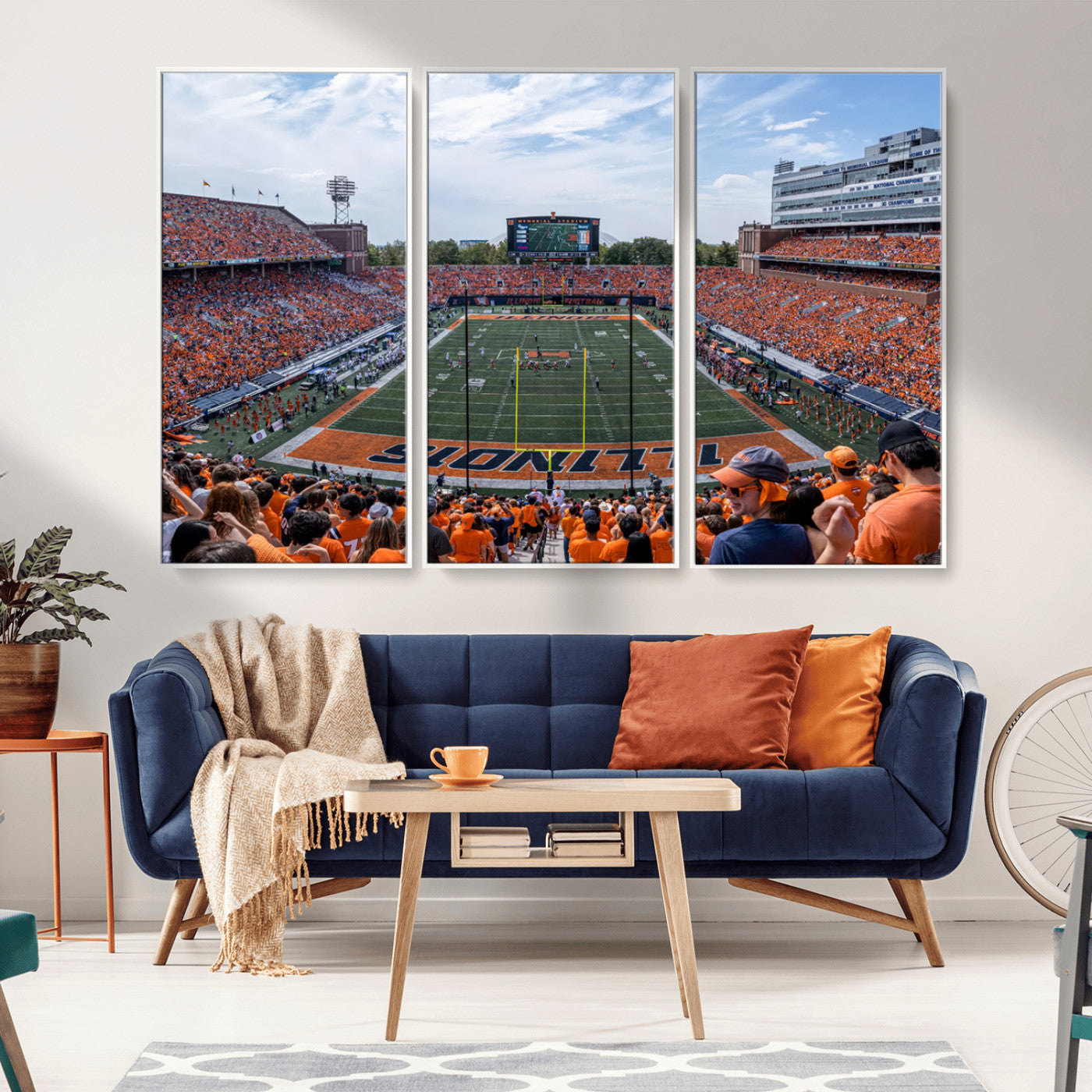 MGV-FC-48X32-3P - University of Illinois Fighting Illini Football Team Print Canvas - Champaign Illinois Memorial