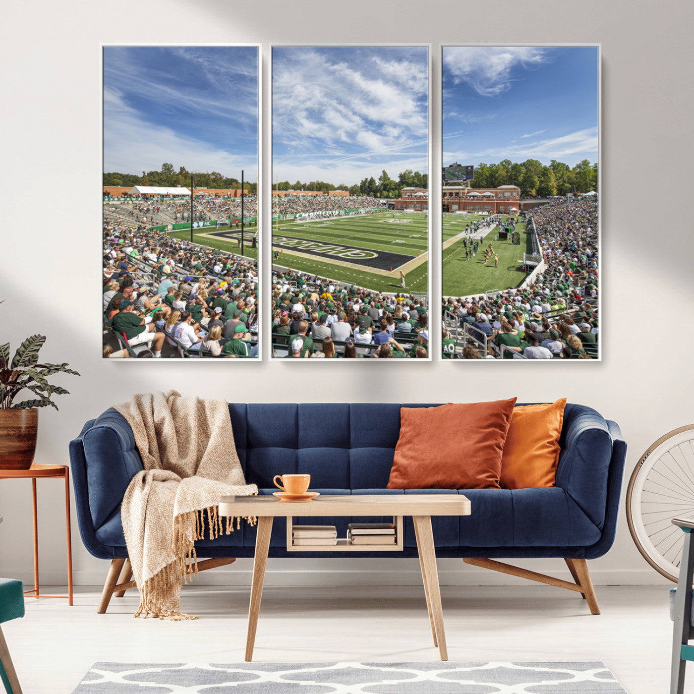 MGV-FC-48X32-3P - University of Charlotte 49ers Football Team Print - Charlotte Jerry Richardson Stadium Canvas Print