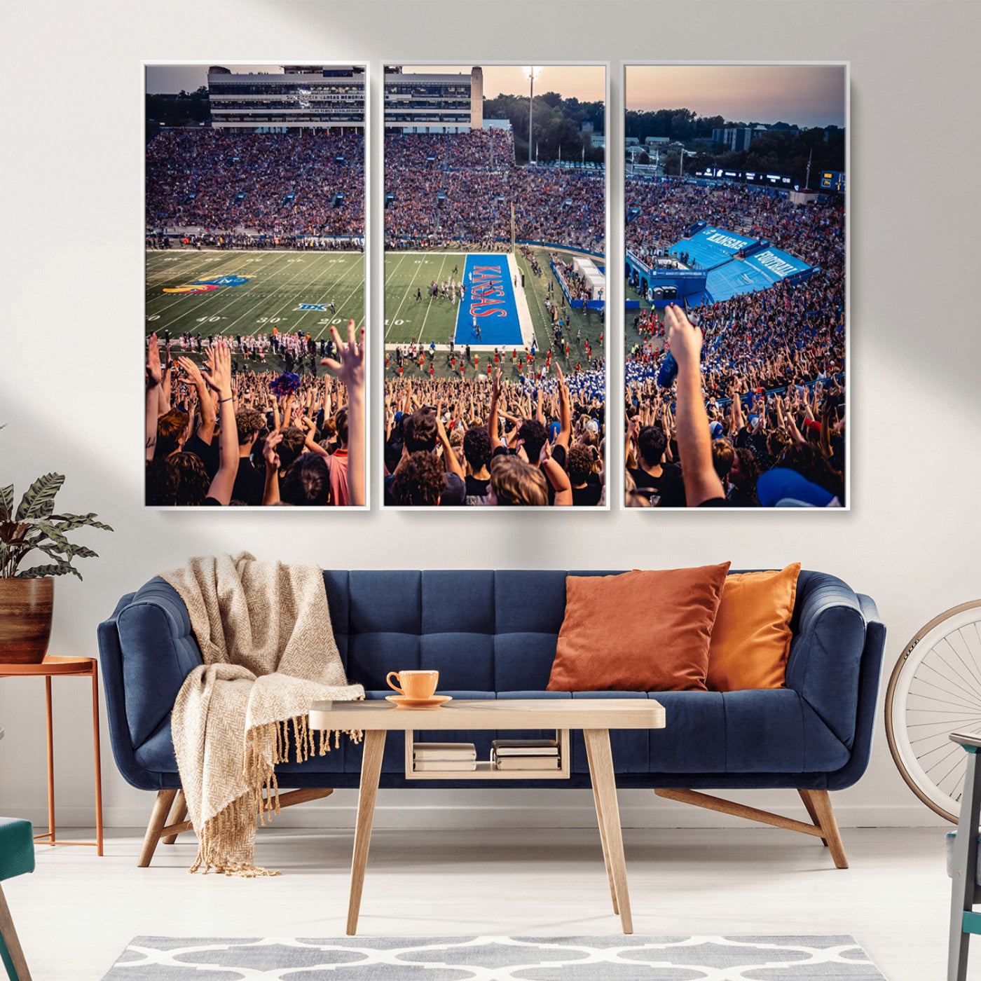 MGV-FC-48X32-3P - University of Kansas Jayhawks Football Team Art Print - Lawrence Kansas Memorial Stadium Wall Art