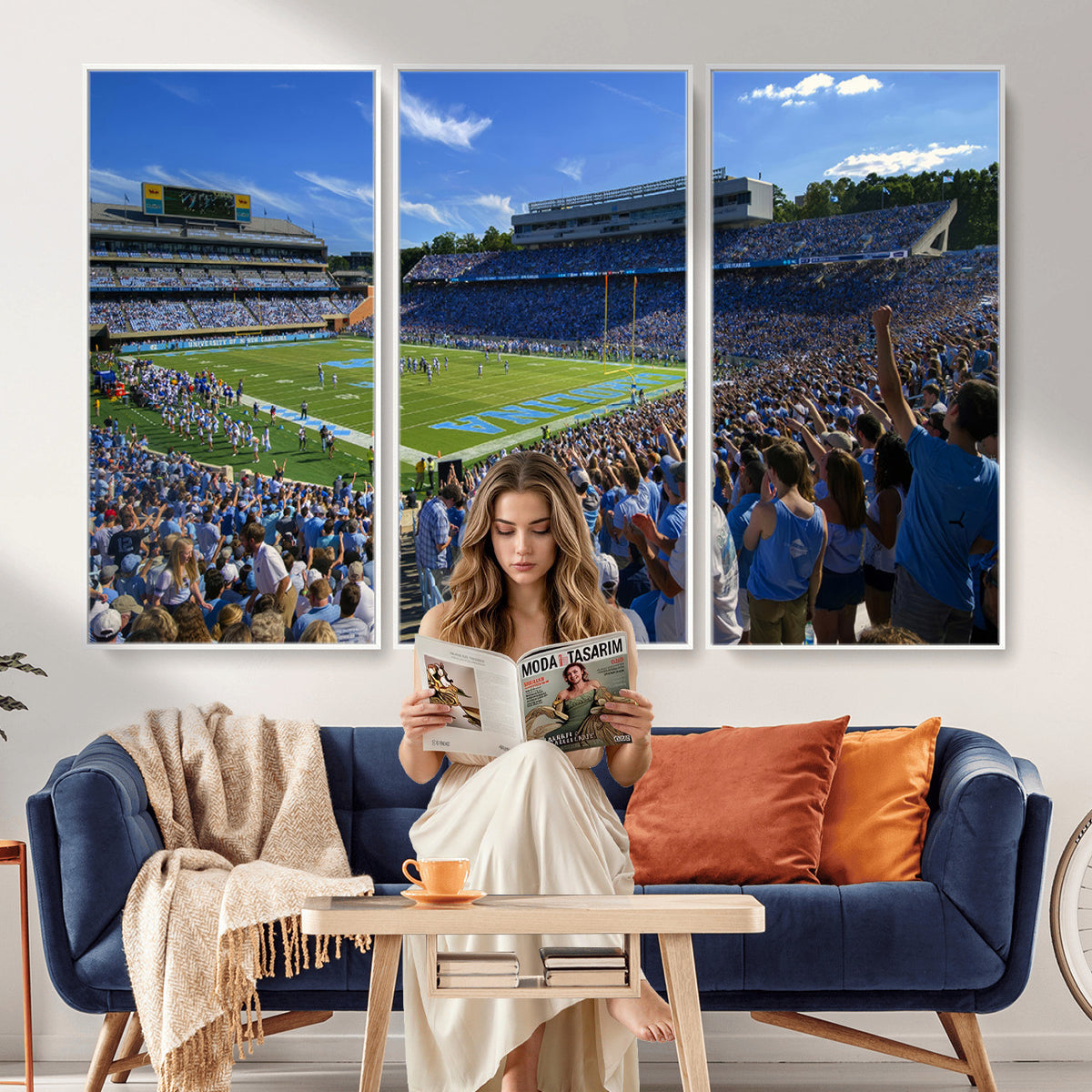 58540-MGV-CV-36X24 - University of North Carolina Tar Heels Team Canvas Print - Chapel Hill Kenan Memorial Stadium Wall