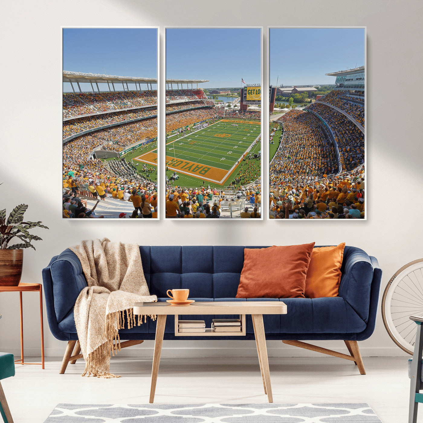 MGV-FC-48X32-3P - Baylor University Bears Football Team Print - Waco McLane Stadium Wall Art Canvas Print