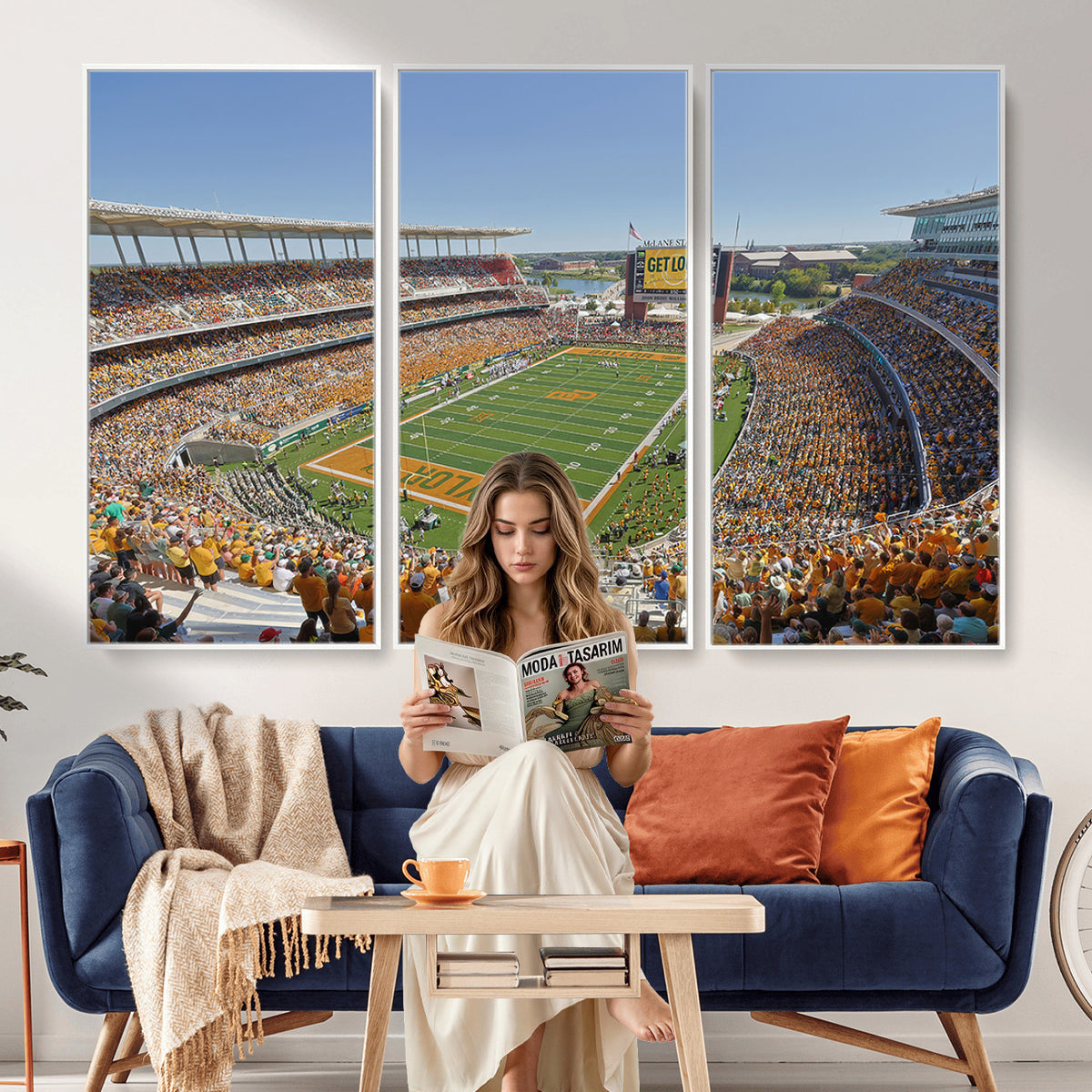 49912-MGV-CV-36X24 - Baylor University Bears Football Team Print - Waco McLane Stadium Wall Art Canvas Print