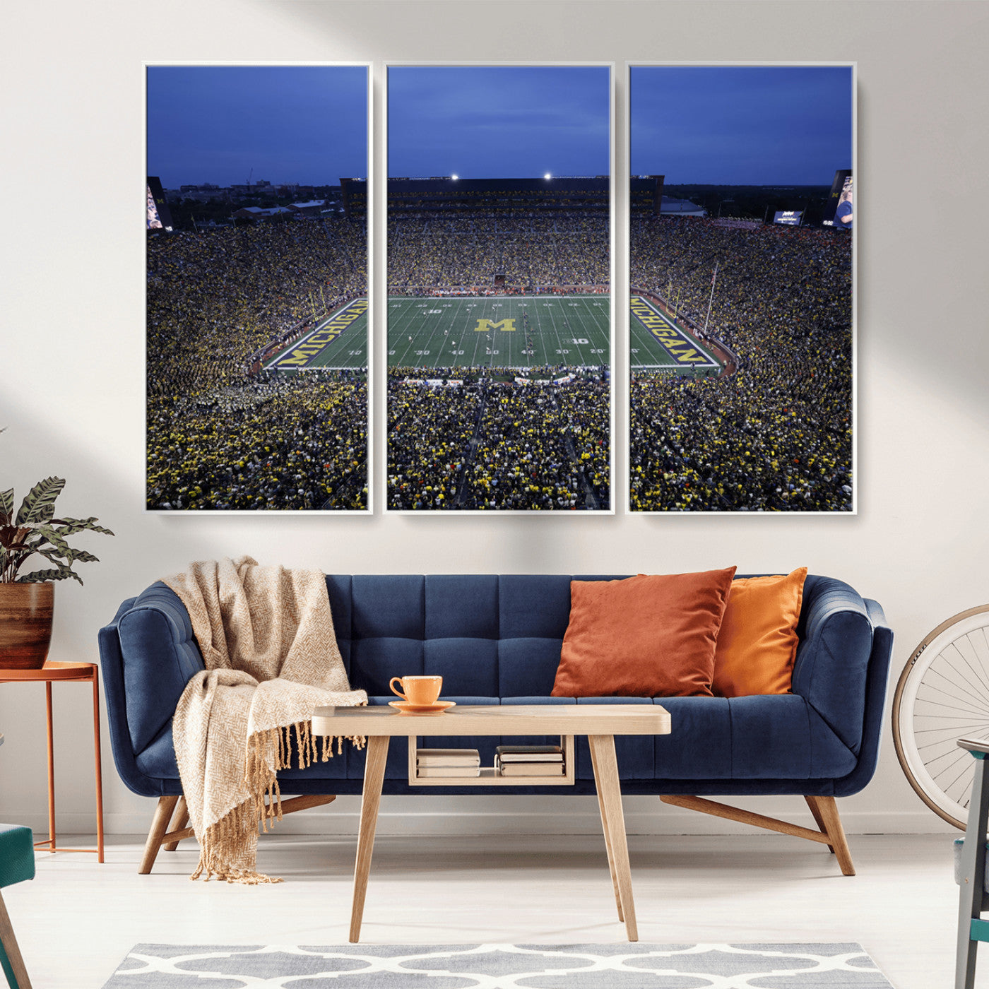 MGV-FC-48X32-3P - University of Michigan Wolverines Football Team Print - Ann Arbor Michigan Stadium Wall Art Canvas