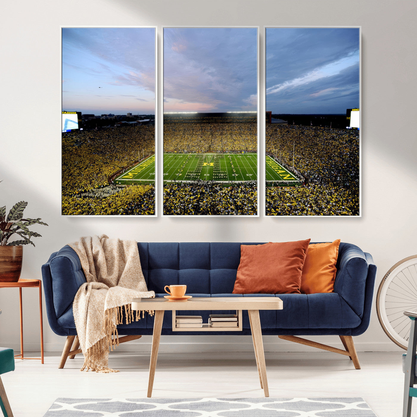 MGV-FC-48X32-3P - University of Michigan Wolverines Football Team Print - Ann Arbor Michigan Stadium Wall Art Canvas
