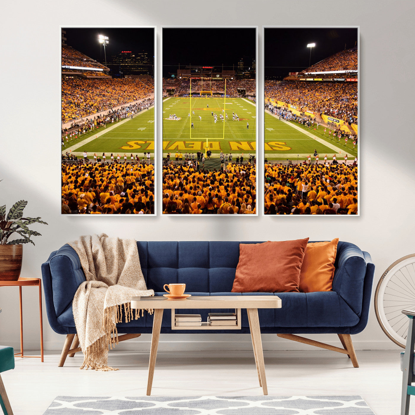 MGV-FC-48X32-3P - ASU Sun Devils Football Team Print - Phoenix Mountain America Stadium Wall Art Canvas Print