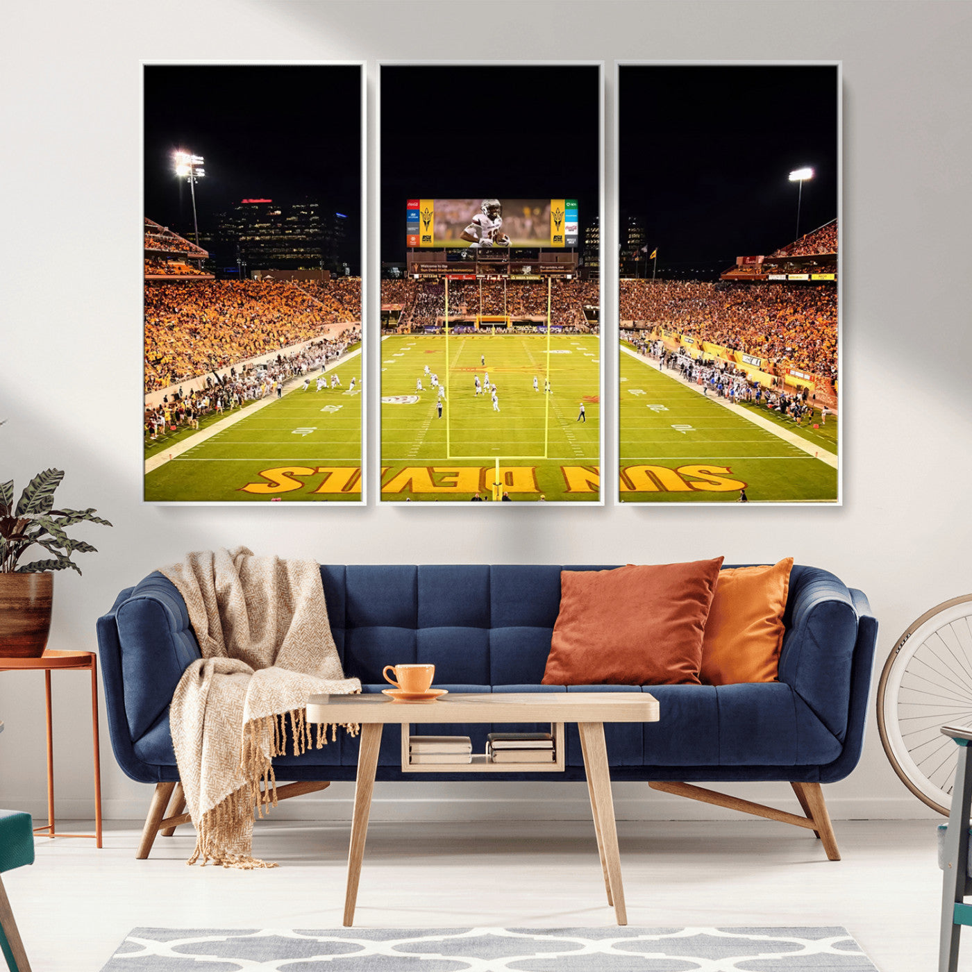 MGV-FC-48X32-3P - ASU Sun Devils Football Team Print - Phoenix Mountain America Stadium Canvas Print