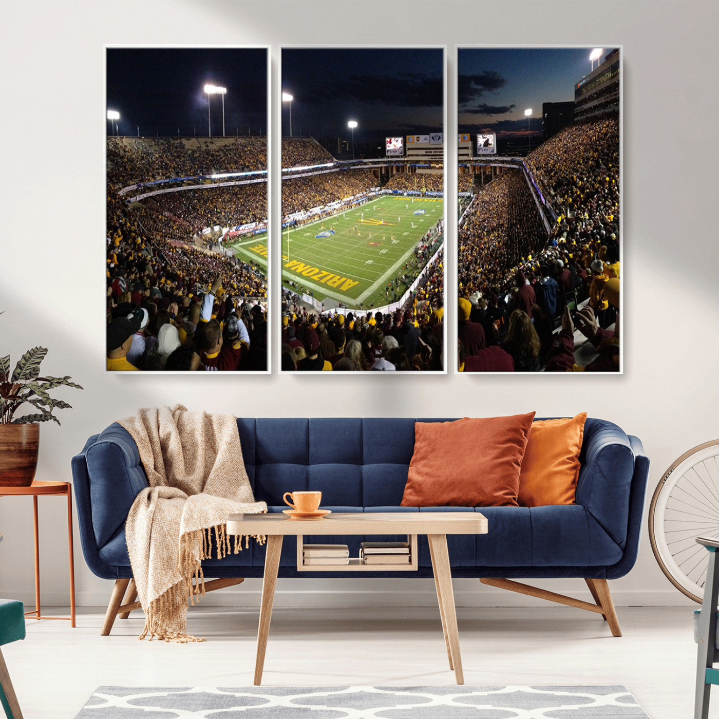 MGV-FC-48X32-3P - ASU Sun Devils Football Team Print Canvas - Phoenix Mountain America Stadium Wall Art Canvas Print
