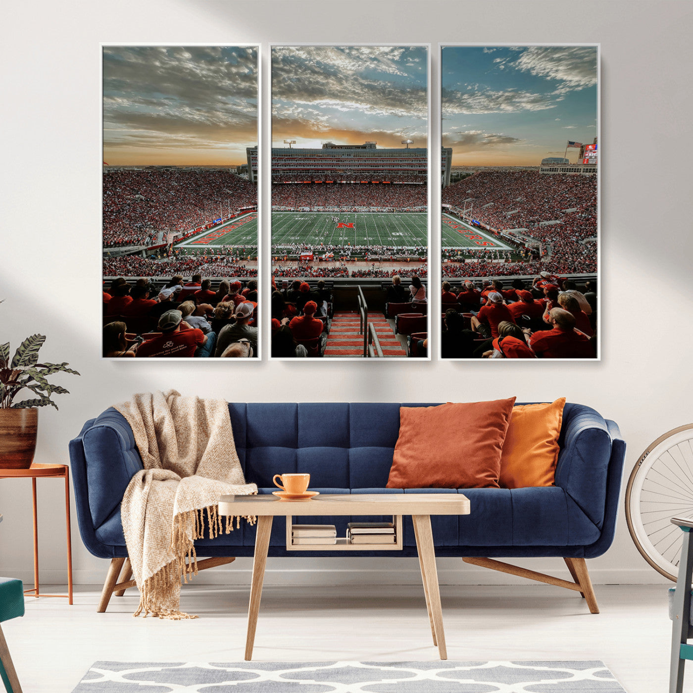 MGV-FC-48X32-3P - University of Nebraska Cornhuskers Football Team Print - Lincoln Memorial Stadium Art Canvas Print