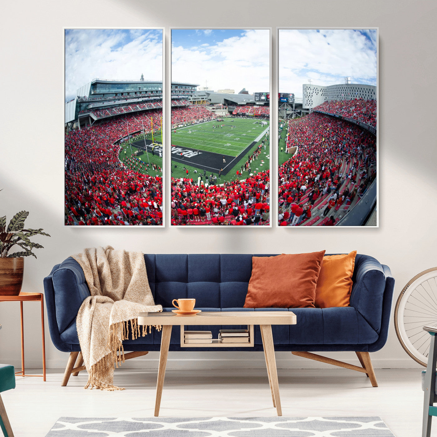 MGV-FC-48X32-3P - Cincinnati Bearcats Football Team Print - Nippert Stadium Wall Art Canvas Print