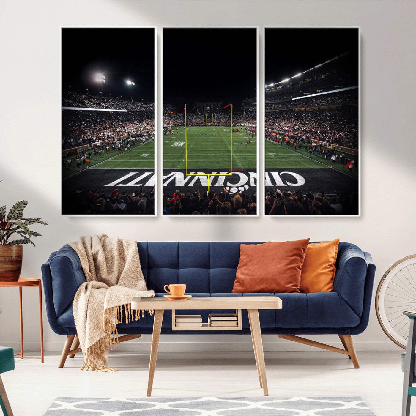 MGV-FC-48X32-3P - Cincinnati Bearcats Football Team Print - Nippert Stadium Wall Art Canvas Print