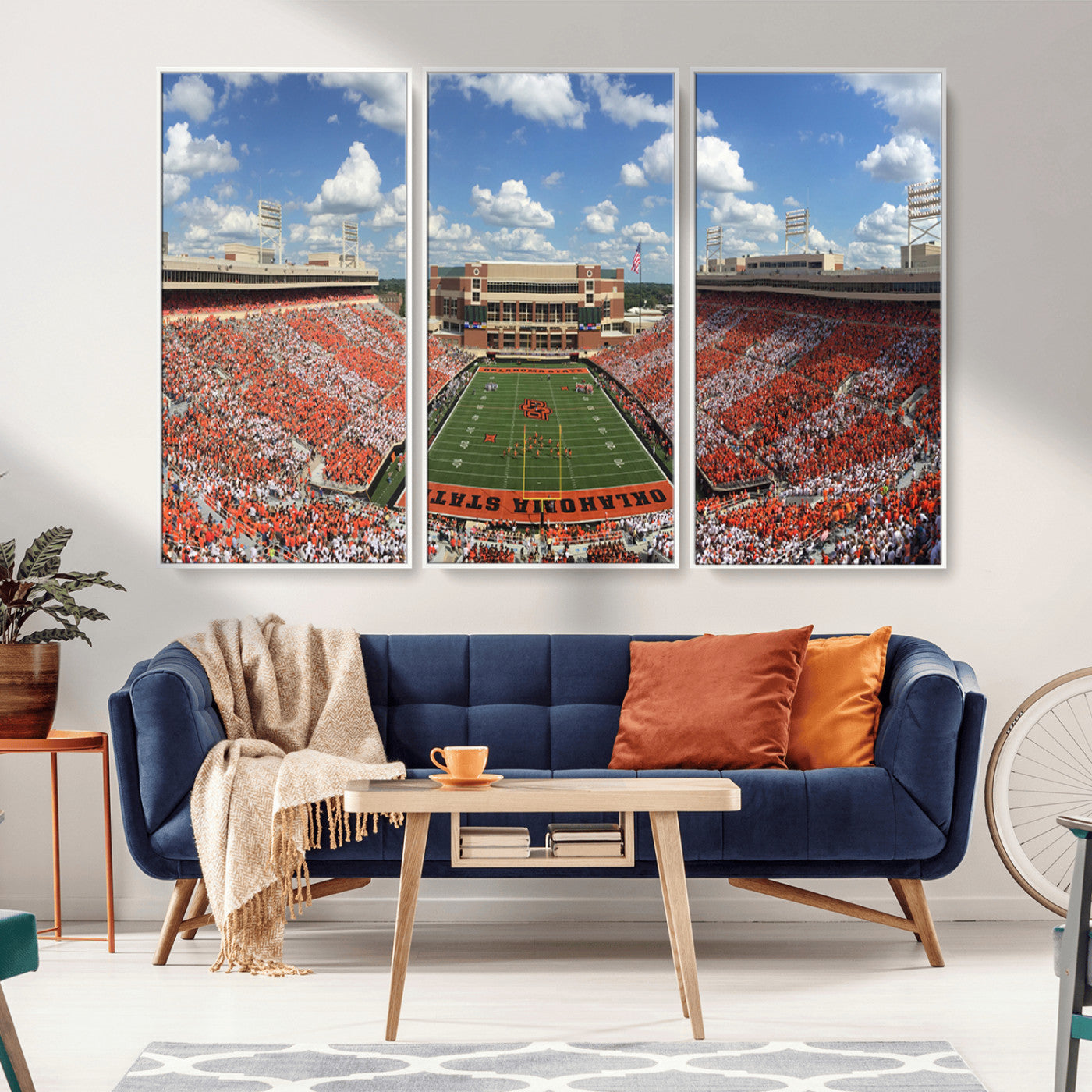 MGV-FC-48X32-3P - Oklahoma State Cowboys Football Team Print - Stillwater Boone Pickens Stadium Wall Art Canvas Print