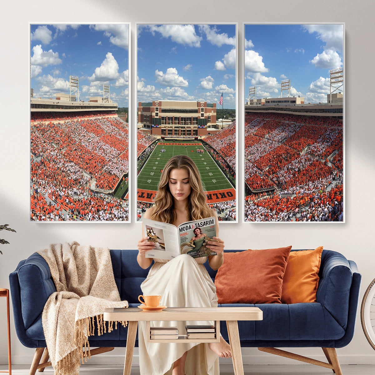 65192-MGV-CV-36X24 - Oklahoma State Cowboys Football Team Print - Stillwater Boone Pickens Stadium Wall Art Canvas Print
