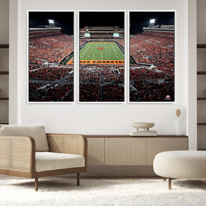 Oklahoma State Cowboys Canvas Print, Football Team Print - Stillwater Boone Pickens Stadium Wall Art Canvas Print