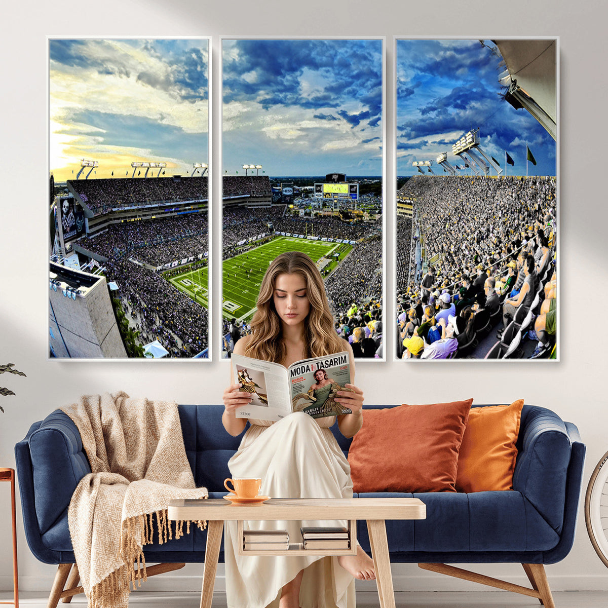 23788-MGV-CV-36X24 - Framed USF Bulls Football Team Print - Tampa Raymond James Stadium Wall Art Canvas Print