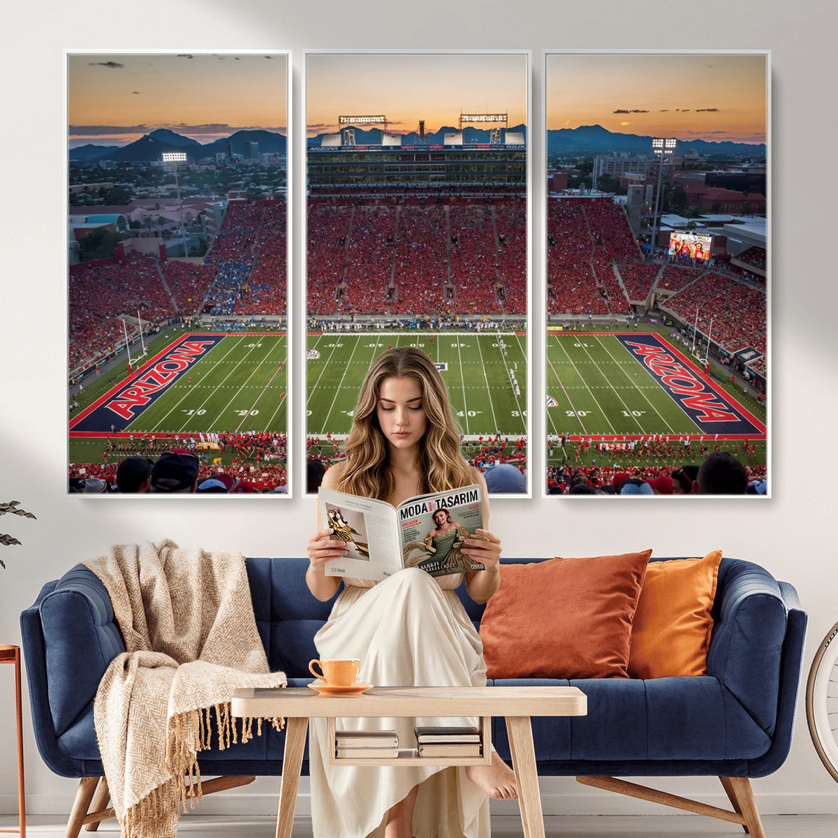 45563-MGV-CV-36X24 - Arizona Wildcats Football Team Print - Tucson Arizona Stadium Wall Art Canvas Print